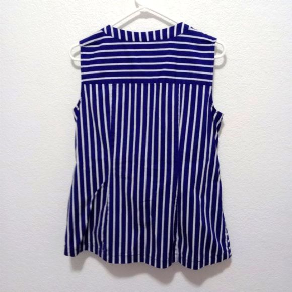 Liz Claiborne Career Women's Sleeveless Striped Tie Front Top Blouse size Large - Picture 2 of 7